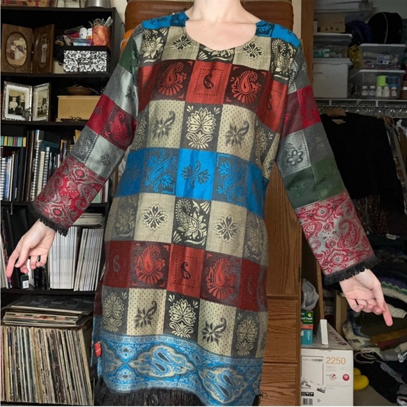 90s Krishaa Indian Kashmiri Tunic Dress Size XL - Picture 8 of 16